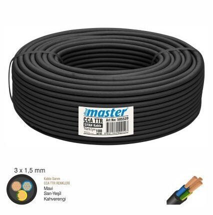 Master CCA Kablo TTR 3x2,5 Siyah