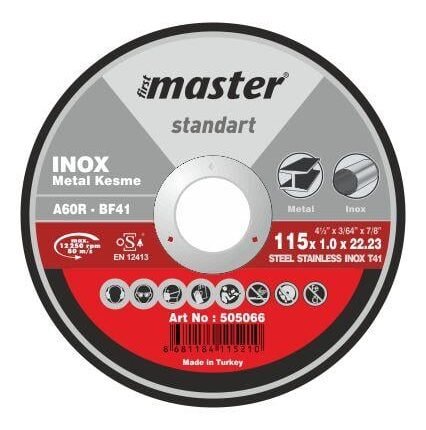 Master İnox Kesici Düz Standart 115 x 1.0 x 22.23